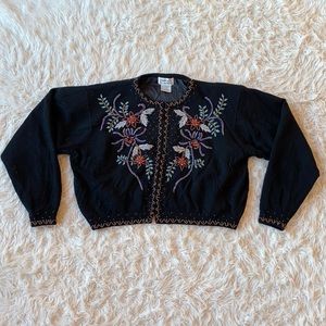 Vintage Beaded lambswool angora blend cropped lined sweater.